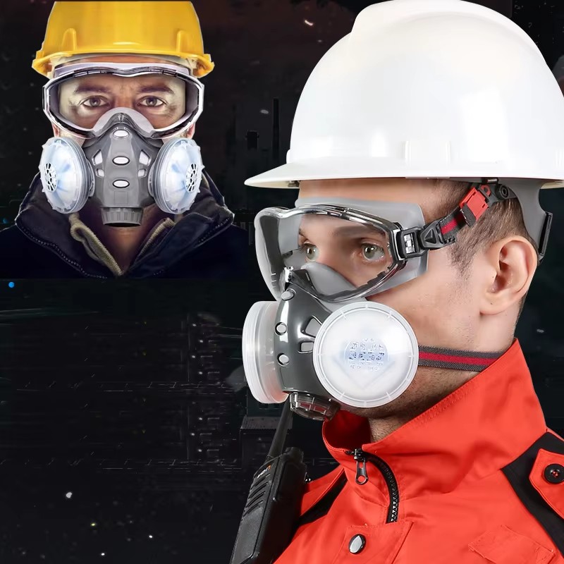 Woodworking Respirator - Respirador con gafas de seguridad antiniebla,