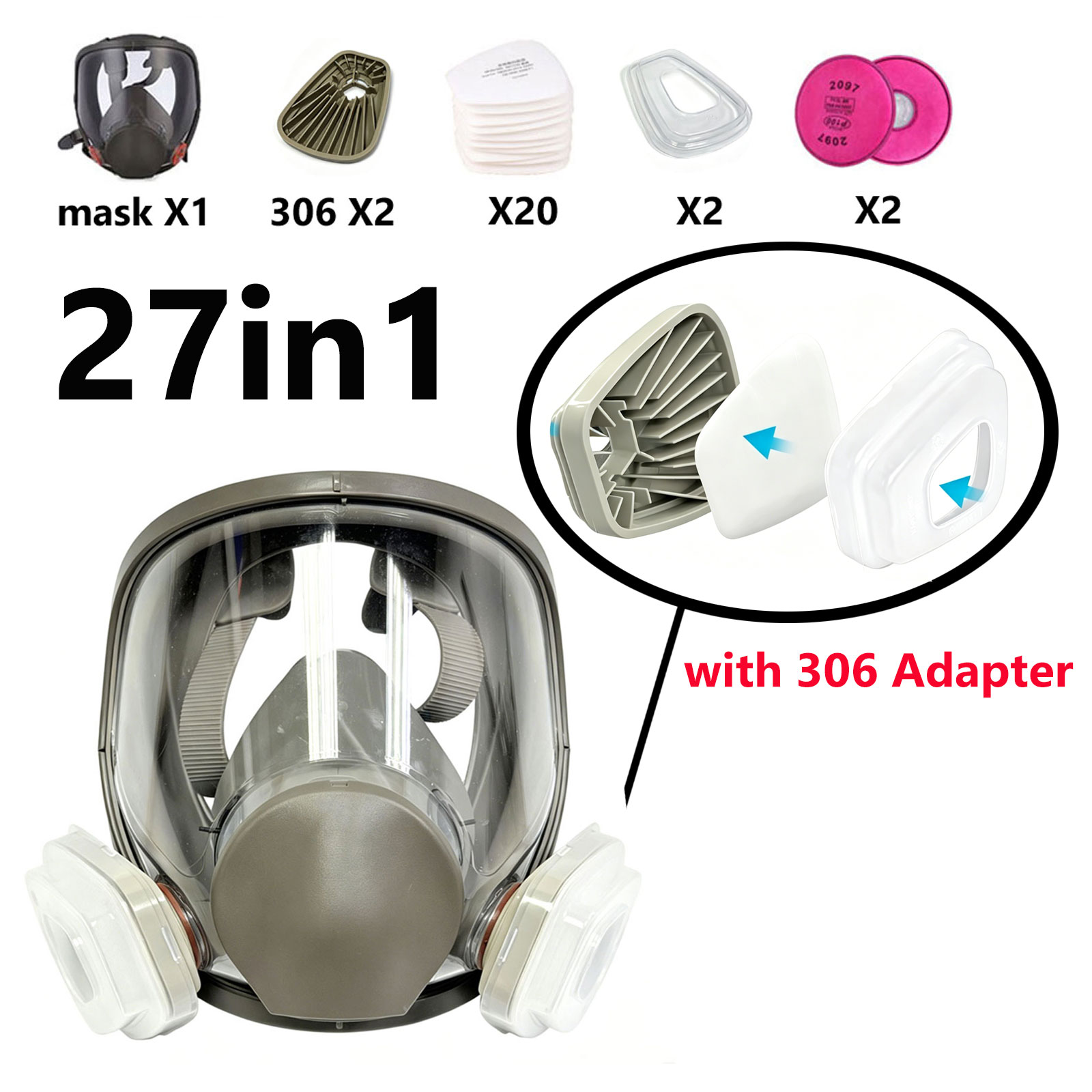 Woodworking Respirator - Respirador de Cara Completa 6800 con